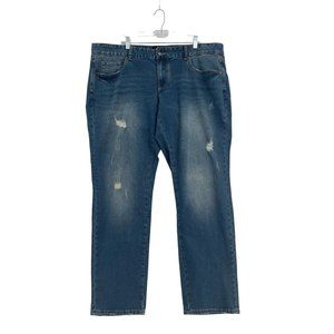 Winston Straight Leg Jeans Mens Size 42x34 Blue Medium Wash Distressed Denim NEW